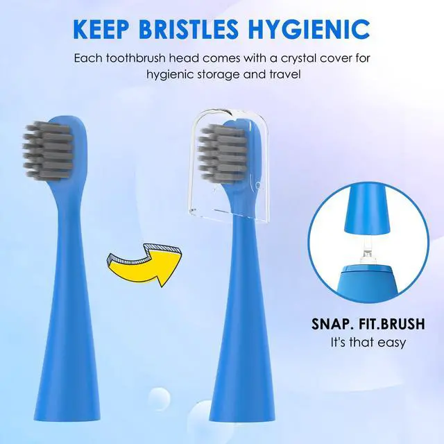 Alt view image 5 of 6 - Toothbrushes Replacement Heads Compatible with Burst Kids Electric Toothbrushes, Tri-Color Set (Blue, Purple, Pink), 6-Pack