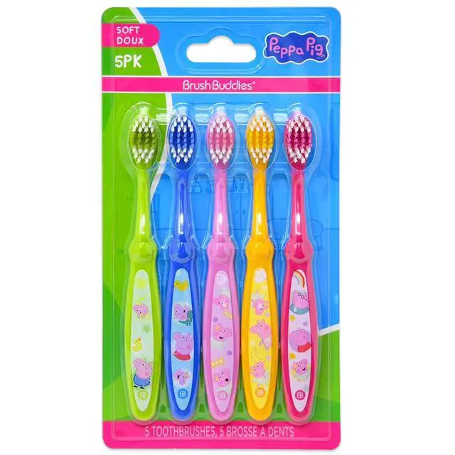 Alt view image 3 of 5 - Toothbrush Set - Bundle with 5 Toothbrushes Plus Stickers, More | Peppa Pig Oral Hygiene Kit for Girls, Kids and Toddlers