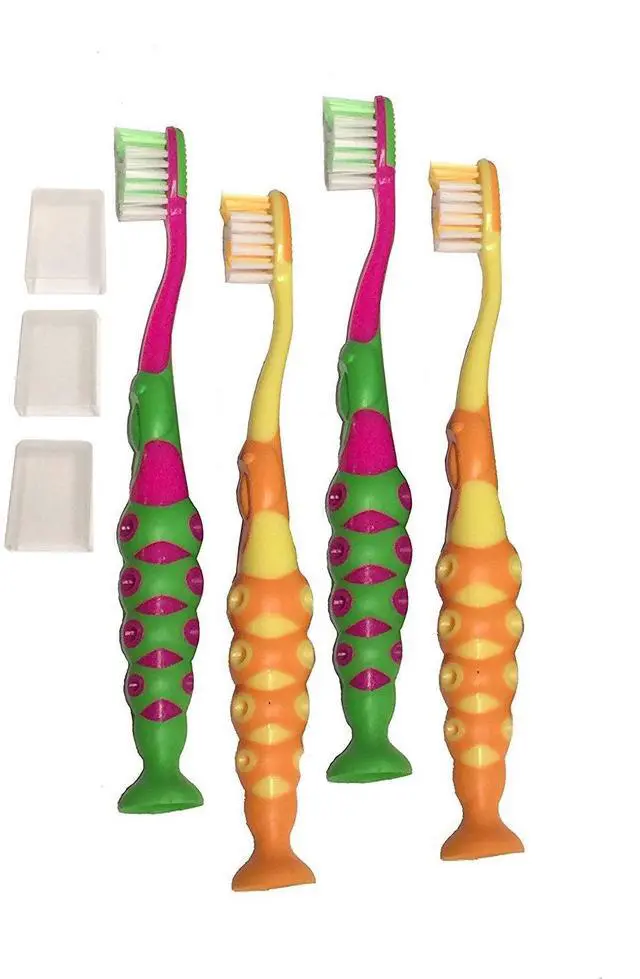Main image of 4 Pack BPA Free Extra Soft Kids Childrens Toddler Girls Boys Child Toothbrush Set Easy Grip (3-8 Year Old)