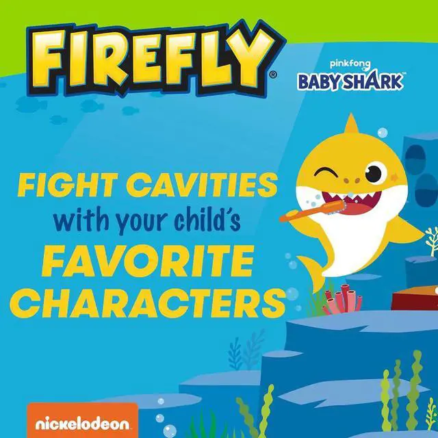 Alt view image 5 of 7 - FIREFLY Clean N' Protect Baby Shark Power Toothbrush, Battery, Ages 3+ | Makes Brushing Fun with a 3D Character Cover & Anti-Slip Grip Handle, Cleans Gently with Soft Bristles, Battery Included