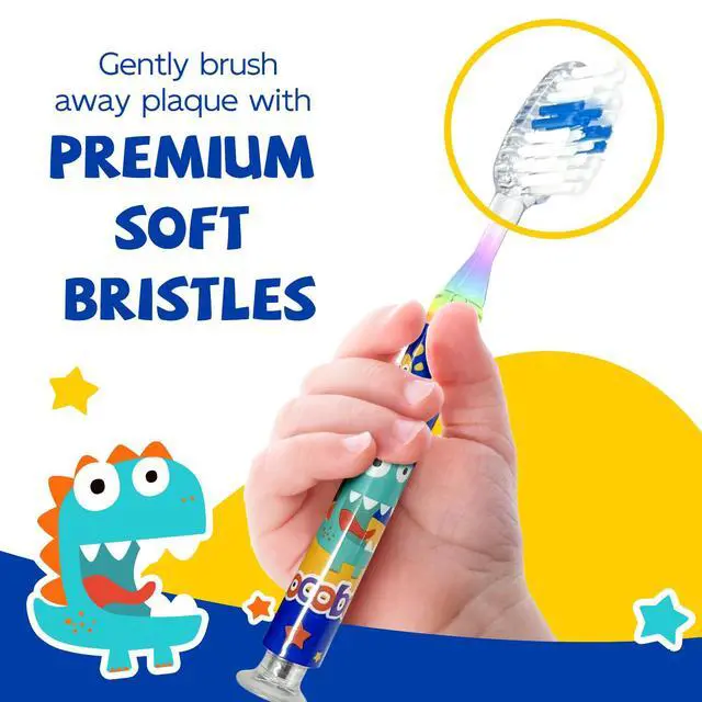 Alt view image 4 of 6 - Flashing Toothbrush for Kids Toddler Soft Bristle Toothbrush Suction Cup Base with Timer Kids Toothbrush Set Age 3+ (Pack of 2)
