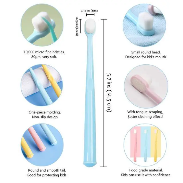 Alt view image 2 of 7 - Baby & Toddler Extra Soft Toothbrush for Age 4-12 Years Old, with 10000 Soft Floss Bristle for Baby Gum Care. (6Pcs)