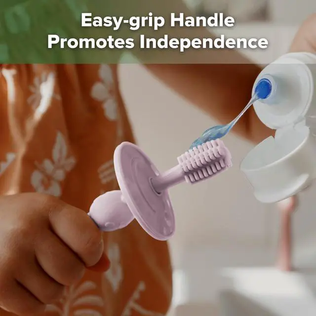 Alt view image 5 of 7 - 360° Baby Toothbrush with Suction Base - Gentle Cleaning for Infant Self-Brushing Training, Sorft Food-Grade Silicone, Baby Teething Relief - Lavender, 1 Count