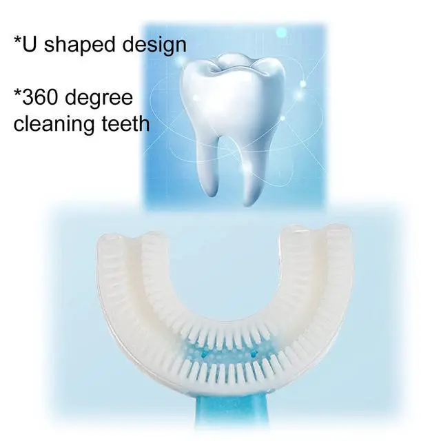 Alt view image 4 of 5 - 2 PCS U-Shaped Kids Toothbrush, Soft Manual Training Toothbrush for Kids 6-12 Years (Pink +Blue)