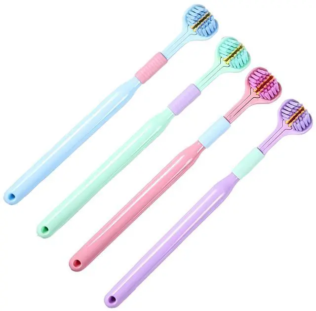 Main image of 4 Pcs Random Color Three-Sided Toothbrush Soft Hair Toothbrush, Effective Wrap-Around Design Toothbrushes Accessories Oral Care for Adults and Children