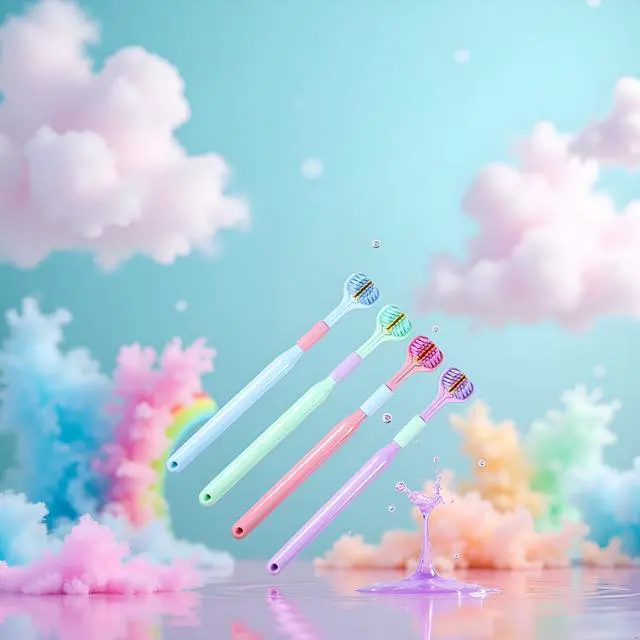Alt view image 7 of 7 - 4 Pcs Random Color Three-Sided Toothbrush Soft Hair Toothbrush, Effective Wrap-Around Design Toothbrushes Accessories Oral Care for Adults and Children