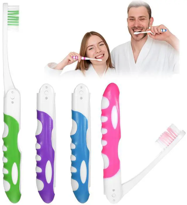 Main image of 4 Pcs Foldable Toothbrush, Kids Travel Toothbrush Compact Folding Design with Soft Bristles, Portable for Camping, Hiking & On-the-Go (4 Colors)