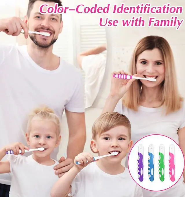 Alt view image 5 of 7 - 4 Pcs Foldable Toothbrush, Kids Travel Toothbrush Compact Folding Design with Soft Bristles, Portable for Camping, Hiking & On-the-Go (4 Colors)