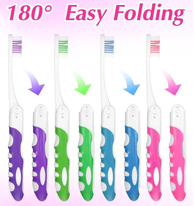 Alt view image 4 of 7 - 4 Pcs Foldable Toothbrush, Kids Travel Toothbrush Compact Folding Design with Soft Bristles, Portable for Camping, Hiking & On-the-Go (4 Colors)