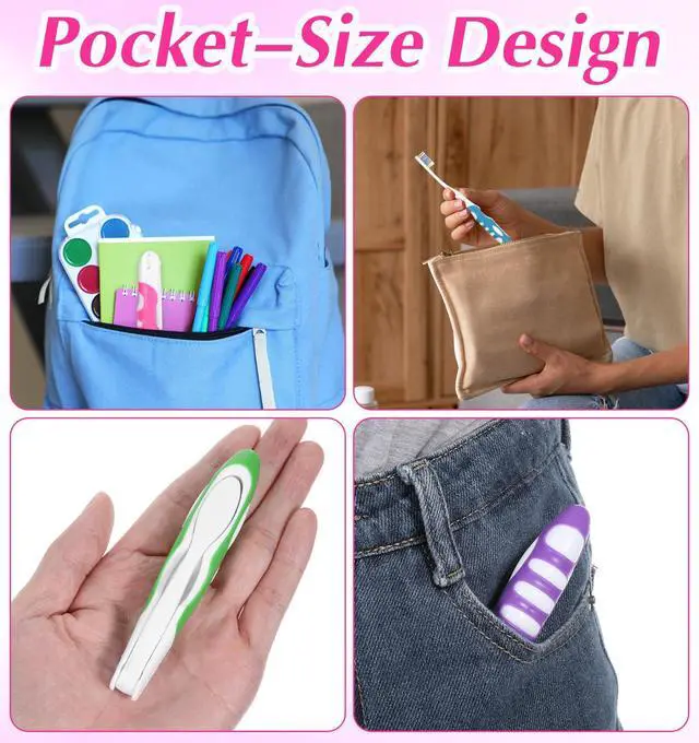 Alt view image 6 of 7 - 4 Pcs Foldable Toothbrush, Kids Travel Toothbrush Compact Folding Design with Soft Bristles, Portable for Camping, Hiking & On-the-Go (4 Colors)
