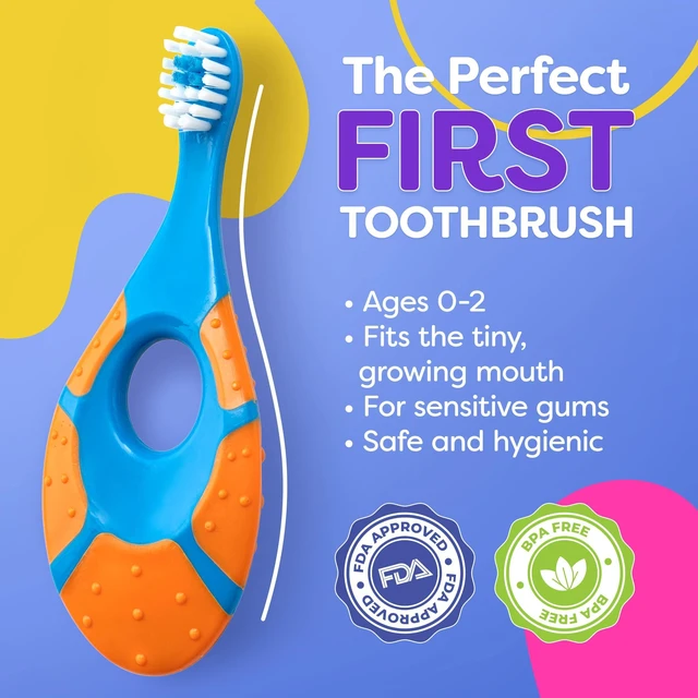 Alt view image 3 of 6 - Baby Toothbrush 12 months and up - Toddler Toothbrush - Soft Bristles - Child Sized Brush Heads - infant toothbrush - Kids Tooth Brush - Easy Storage - BPA Free - Boy Set (4-Pack, Green, Orange, Blue)