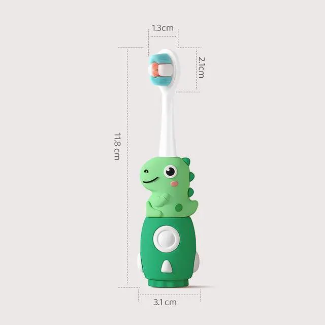 Alt view image 5 of 7 - 3-Pack Children's Dinosaur Toothbrush for 0-6 Years, Ultra-Soft Bristles