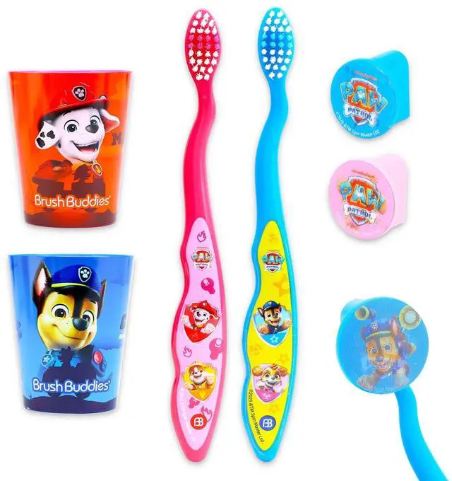 Alt view image 2 of 5 - Toothbrush and Cup Travel Kit for Kids - Bundle with 2 Toothbrushes, 2 Rinsing Cups, 2 Covers, Stickers, and More for Boys, Toddlers | Toothbrush Set (Styles May Vary)