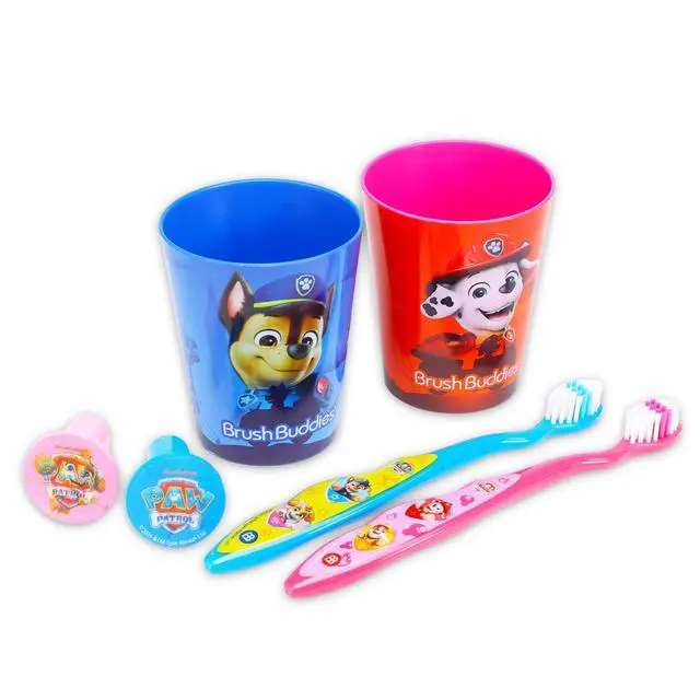 Alt view image 3 of 5 - Toothbrush and Cup Travel Kit for Kids - Bundle with 2 Toothbrushes, 2 Rinsing Cups, 2 Covers, Stickers, and More for Boys, Toddlers | Toothbrush Set (Styles May Vary)