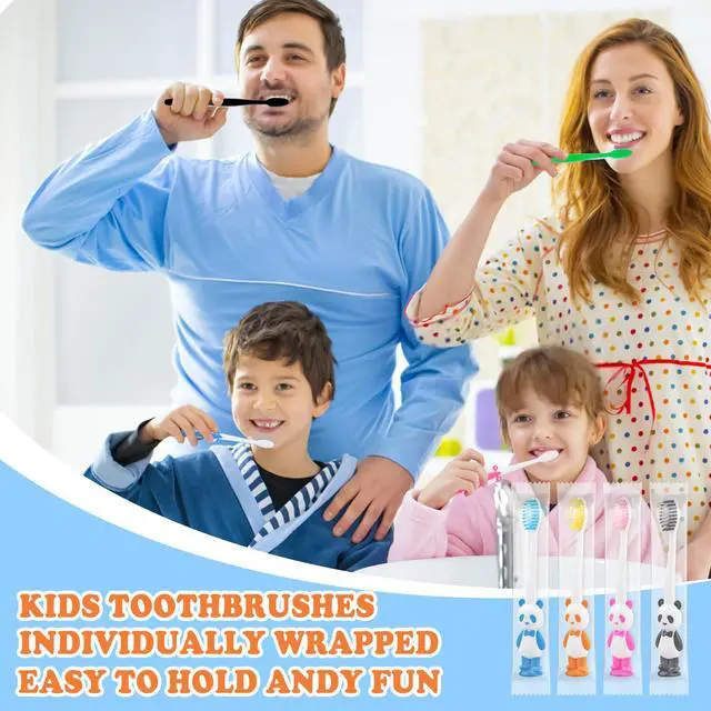 Alt view image 3 of 7 - Disposable Toddler Toothbrush Kids Bulk Pack of 40,Suction Cup Bulk Children Toothbrushes for Kid Age 2+ Individually Wrapped Animal Toothbrush for Boys,Girls,for Home,School,Camp,Daycare,Travel