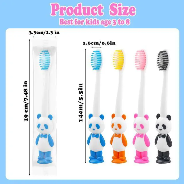 Alt view image 4 of 7 - Disposable Toddler Toothbrush Kids Bulk Pack of 40,Suction Cup Bulk Children Toothbrushes for Kid Age 2+ Individually Wrapped Animal Toothbrush for Boys,Girls,for Home,School,Camp,Daycare,Travel