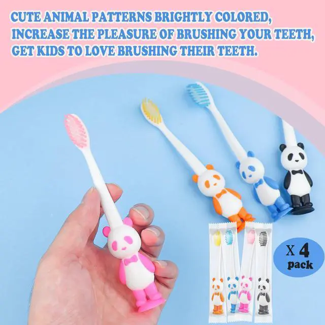 Alt view image 7 of 7 - Disposable Toddler Toothbrush Kids Bulk Pack of 40,Suction Cup Bulk Children Toothbrushes for Kid Age 2+ Individually Wrapped Animal Toothbrush for Boys,Girls,for Home,School,Camp,Daycare,Travel