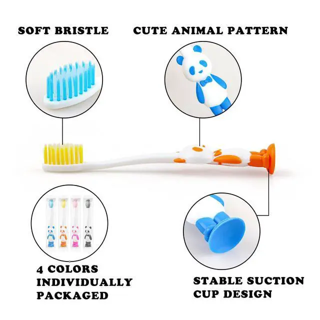 Alt view image 6 of 7 - Disposable Toddler Toothbrush Kids Bulk Pack of 40,Suction Cup Bulk Children Toothbrushes for Kid Age 2+ Individually Wrapped Animal Toothbrush for Boys,Girls,for Home,School,Camp,Daycare,Travel