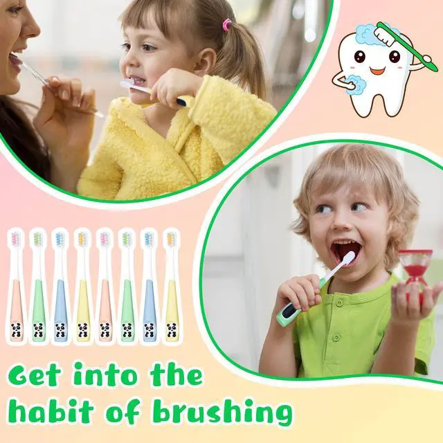 Alt view image 6 of 7 - 24 Pcs Kids Toothbrush Bulk Children Manual Tooth Brush Set Soft Lovely Little Cute Colorful Panda Toothbrush Bristles for Age 3 and Above Boys Girls