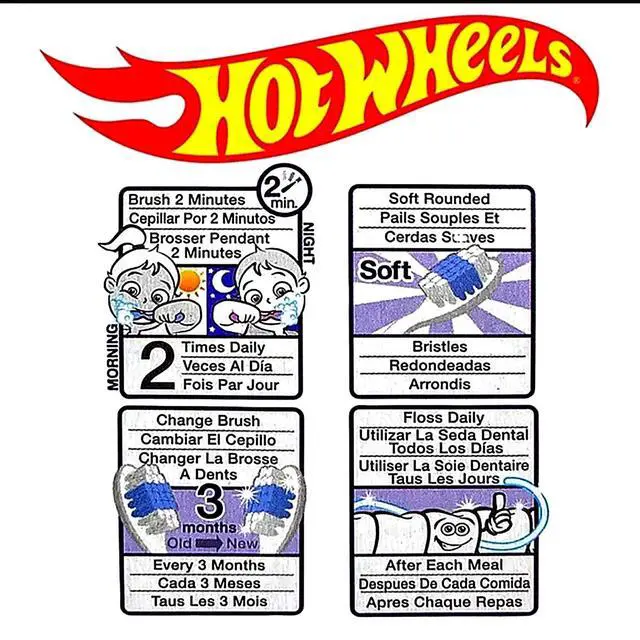 Alt view image 3 of 3 - Hot Wheels Kids Toothbrush Travel Kit, Dental Hygiene Kit with Toothbrush, Tongue Scraper, Floss & 2 Minute Sand Timer, Portable Kids Oral Care Set with Zipper Travel Case.