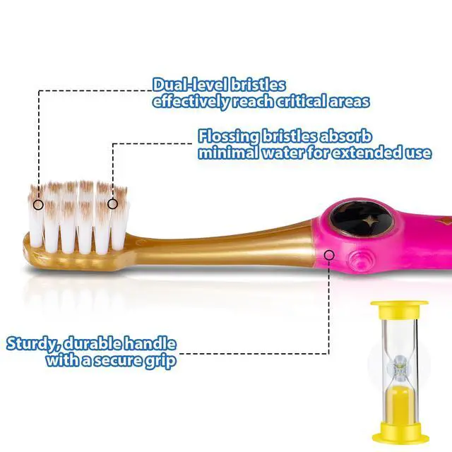 Alt view image 3 of 6 - Toddler Toothbrush, Kids Toothbrush, Galactic Adventures Style, Toddler Age 2-4 and Up, Soft Bristles with Caps, Pack of 4