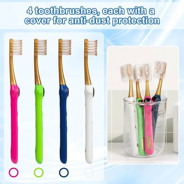 Alt view image 6 of 6 - Toddler Toothbrush, Kids Toothbrush, Galactic Adventures Style, Toddler Age 2-4 and Up, Soft Bristles with Caps, Pack of 4