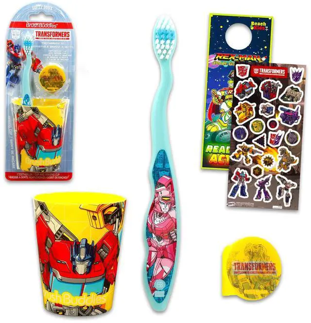 Main image of Toothbrush and Cup Kit for Kids - Bundle with Toothbrush, Rinsing Cup, Cover, Stickers, and More for Boys, Toddlers | Toothbrush Set (Styles May Vary)