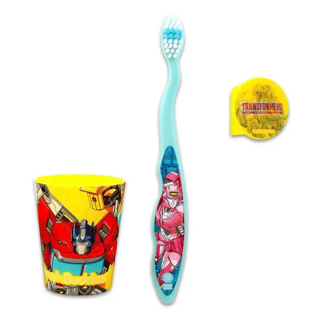Alt view image 2 of 6 - Toothbrush and Cup Kit for Kids - Bundle with Toothbrush, Rinsing Cup, Cover, Stickers, and More for Boys, Toddlers | Toothbrush Set (Styles May Vary)