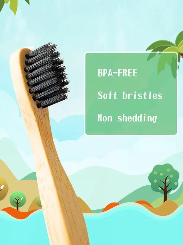 Alt view image 2 of 7 - Kids Toothbrush Bamboo Toothbrushes 6 Pack - Organic Compostable Tooth Brush Wooden Baby Toddler Toothbrush, Eco-Friendly Natural Biodegradable Soft Bristle Toothbrush for Children