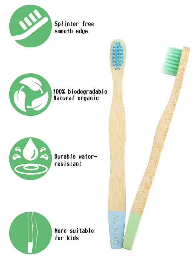 Alt view image 4 of 7 - Kids Toothbrush Bamboo Toothbrushes 6 Pack - Organic Compostable Tooth Brush Wooden Baby Toddler Toothbrush, Eco-Friendly Natural Biodegradable Soft Bristle Toothbrush for Children