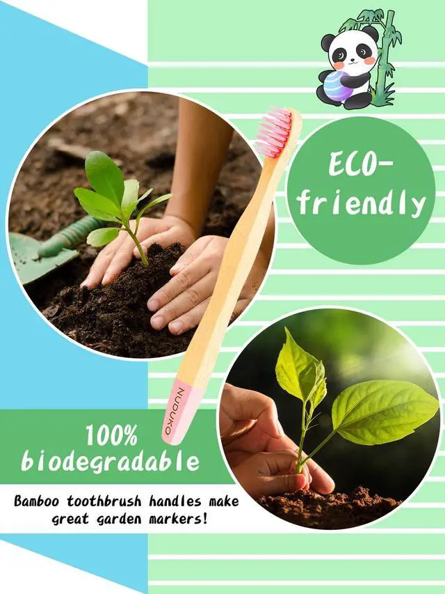 Alt view image 3 of 7 - Kids Toothbrush Bamboo Toothbrushes 6 Pack - Organic Compostable Tooth Brush Wooden Baby Toddler Toothbrush, Eco-Friendly Natural Biodegradable Soft Bristle Toothbrush for Children