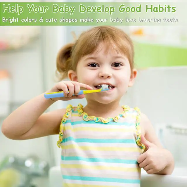 Alt view image 7 of 7 - Toddler Toothbrush 4 Pack, Soft Baby Toothbrush Efficient 3 Sided Kids Tooth Brush for Ages 1-12 Years, Infant Training Tooth Brush Complete Tooth and Gum Care, Easy to Grip(Patent)