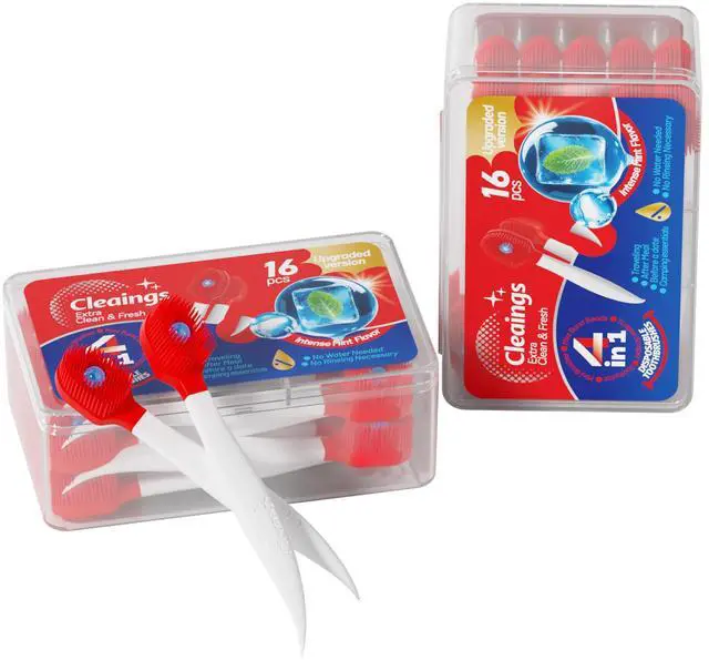 Main image of 32 Pcs (2 Pack of 16) Disposable Mini Toothbrush - Built-in Mint Toothpaste & Pick - Compact Travel Size Toothbrush for Adults, Kids & Travel Essentials-Intense Mint Flavor