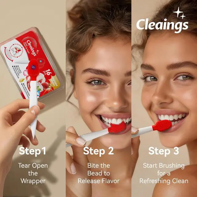 Alt view image 2 of 7 - 32 Pcs (2 Pack of 16) Disposable Mini Toothbrush - Built-in Mint Toothpaste & Pick - Compact Travel Size Toothbrush for Adults, Kids & Travel Essentials-Intense Mint Flavor