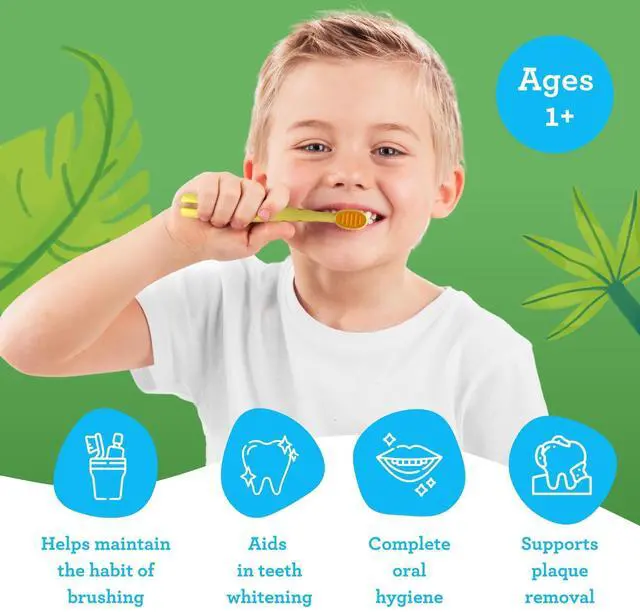 Alt view image 2 of 7 - Kids Butter On Gums Cute Giraffe Toothbrush with Tongue Scraper & Cover - Super Soft Bristles for Gentle Cleaning -Ergonomic Handle (Age 1+)