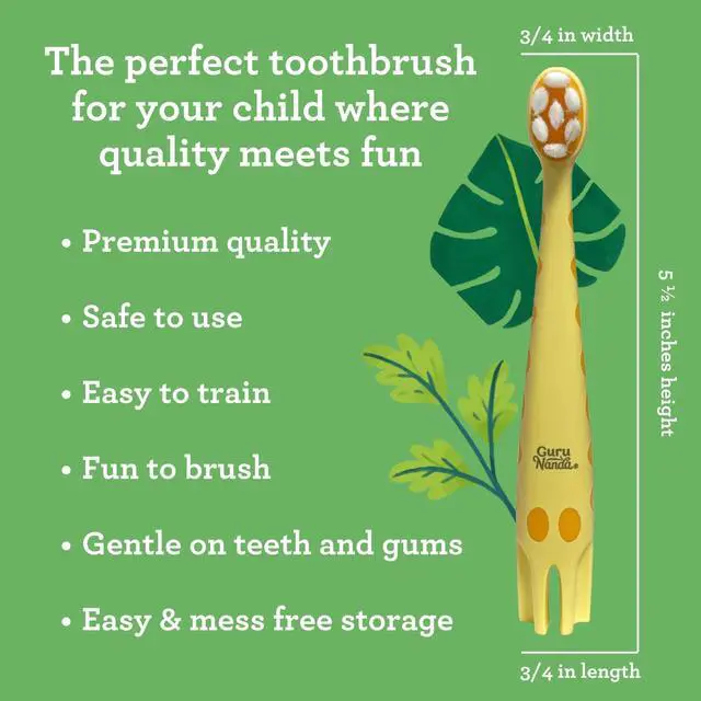 Alt view image 5 of 7 - Kids Butter On Gums Cute Giraffe Toothbrush with Tongue Scraper & Cover - Super Soft Bristles for Gentle Cleaning -Ergonomic Handle (Age 1+)