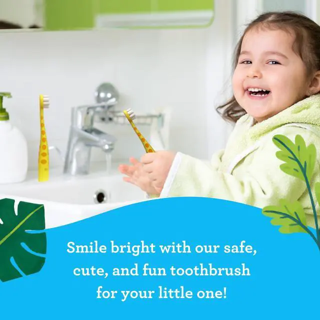 Alt view image 6 of 7 - Kids Butter On Gums Cute Giraffe Toothbrush with Tongue Scraper & Cover - Super Soft Bristles for Gentle Cleaning -Ergonomic Handle (Age 1+)
