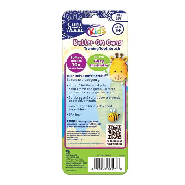 Alt view image 7 of 7 - Kids Butter On Gums Cute Giraffe Toothbrush with Tongue Scraper & Cover - Super Soft Bristles for Gentle Cleaning -Ergonomic Handle (Age 1+)