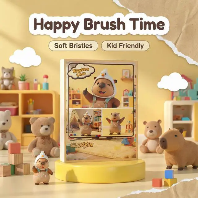 Alt view image 2 of 6 - Cute Capybara Themed Toothbrush Gift Set for Kids (4-Pack), Super Soft & Long Bristles, Ages5-18, Makes Brushing Fun