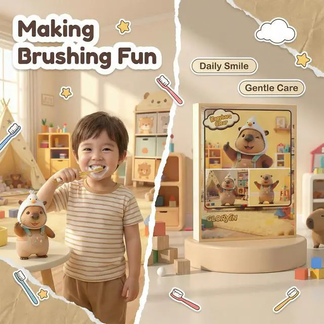 Alt view image 6 of 6 - Cute Capybara Themed Toothbrush Gift Set for Kids (4-Pack), Super Soft & Long Bristles, Ages5-18, Makes Brushing Fun