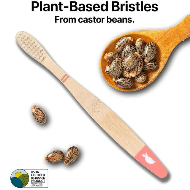 Alt view image 2 of 6 - Plant-Based Bristles, Bamboo Toothbrushes, Soft Natural Toothbrush for Kids (4 Pack)