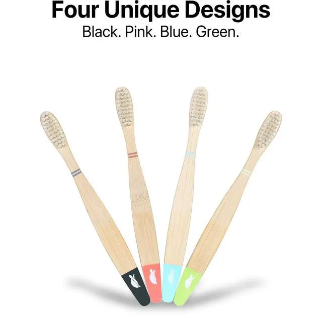 Alt view image 3 of 6 - Plant-Based Bristles, Bamboo Toothbrushes, Soft Natural Toothbrush for Kids (4 Pack)