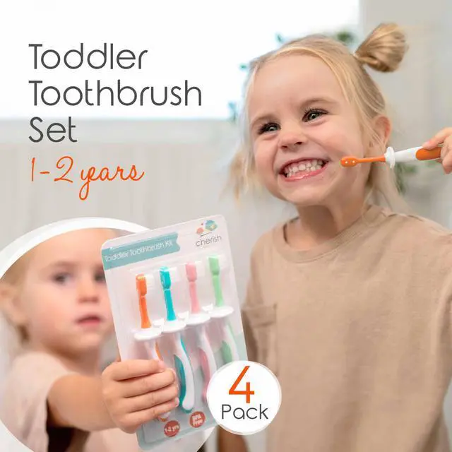 Alt view image 2 of 7 - Toddler Toothbrushes 1-2 Years (4-Pack) - BPA-Free & Safety-Tested Kids Toothbrush Kit, Designed by a Pediatric Dentist, Soft-Grip Toothbrush for Kids, My First Toothbrush Set