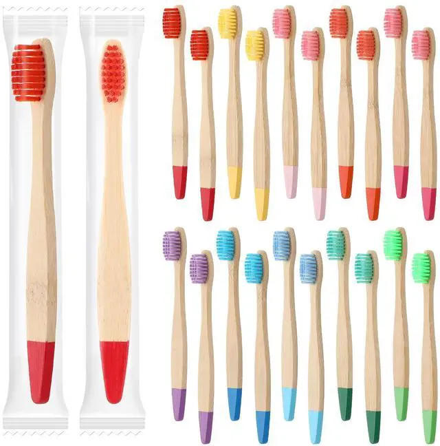 Main image of 20 Pieces Kids Bamboo Soft Bristles Toothbrushes Toddler Toothbrush Manual Travel Toothbrushes for Kids Children Home School Travel Teeth Oral Dental Care, 5.7 Inch, Individually Wrapped