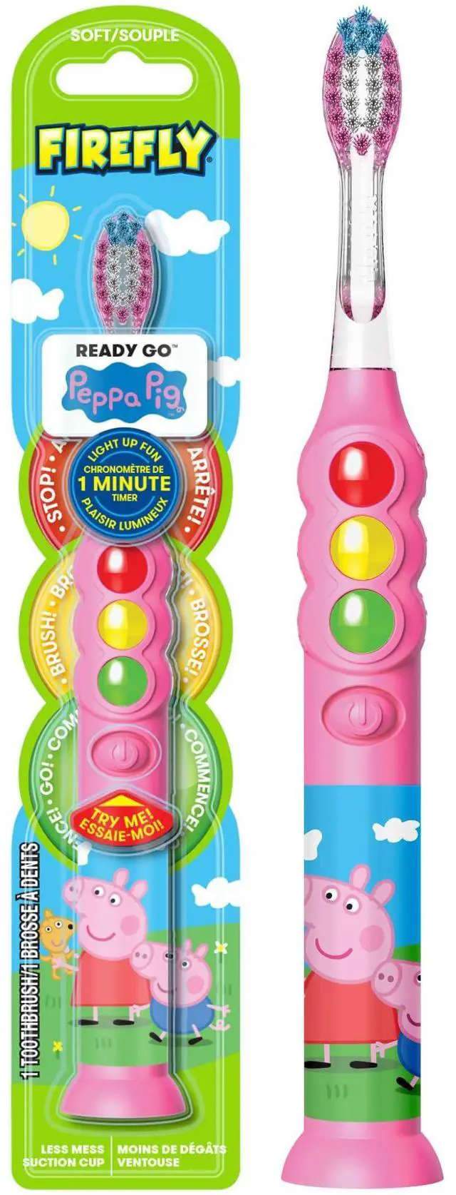Main image of Ready Go Brush, Peppa Pig, Light Up Timer Toothbrush, Premium Soft Bristles, 1 Minute Timer, Less Mess Suction Cup, Battery Included, Easy Storage, for Ages 3+, 1 Count