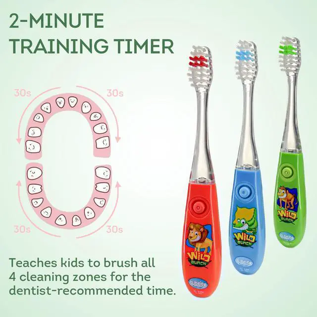 Alt view image 5 of 7 - Kids Toothbrush Set 2 Minutes Timer - Cute Animal Theme & Magical Glow - Ideal Toothbrush for Aged 3+ Boys - Promote Healthy Oral Care - 3 Pack with Soft Bristles