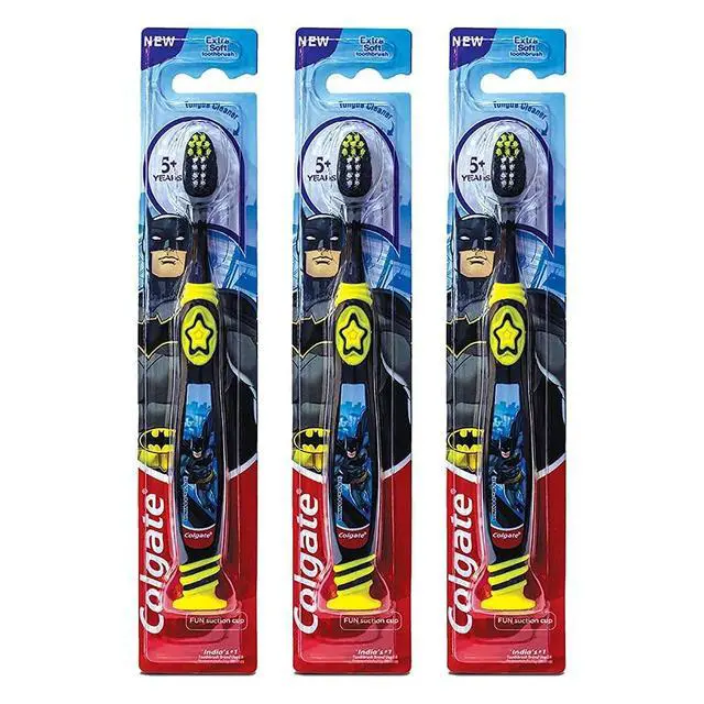 Alt view image 2 of 4 - Batman Toothbrush for Children with Suction Cup, Kids 5+ Years Old, Extra Soft, Pack of 6