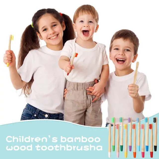 Alt view image 3 of 7 - 24 Pcs Kids Bamboo Toothbrushes Soft Bristle Individually Wrapped Toddler Toothbrush Manual Travel Tooth Brushes for Kids Children Adults School Travel Teeth Oral Supplies 5.7 Inch