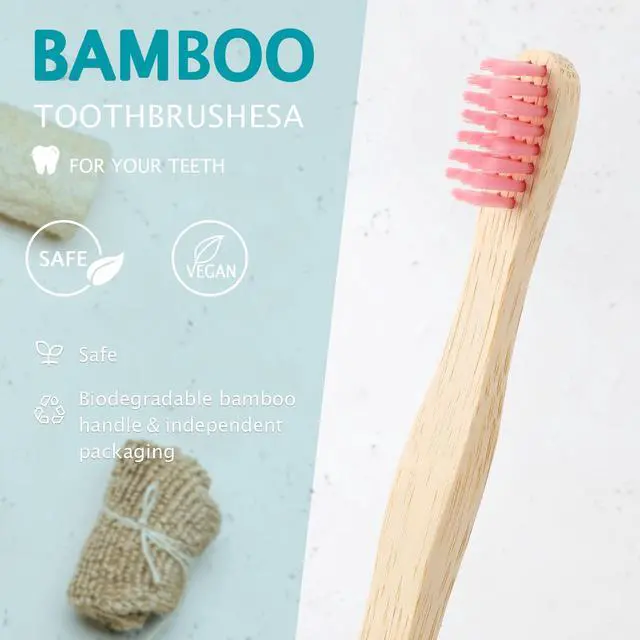 Alt view image 4 of 7 - 24 Pcs Kids Bamboo Toothbrushes Soft Bristle Individually Wrapped Toddler Toothbrush Manual Travel Tooth Brushes for Kids Children Adults School Travel Teeth Oral Supplies 5.7 Inch
