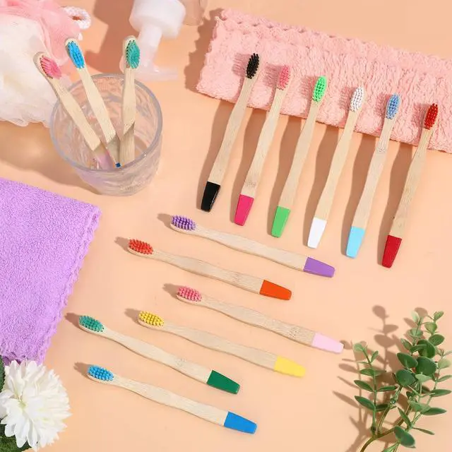 Alt view image 7 of 7 - 24 Pcs Kids Bamboo Toothbrushes Soft Bristle Individually Wrapped Toddler Toothbrush Manual Travel Tooth Brushes for Kids Children Adults School Travel Teeth Oral Supplies 5.7 Inch